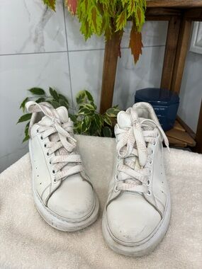 Alexander McQueen Oversized Sneakers White Leather Grey Suede Heel IT 38.5